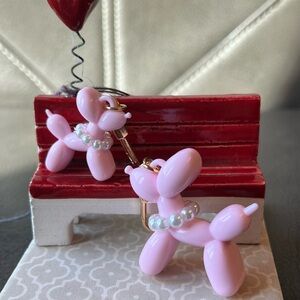 Mommy & Me Balloon Dog with Pearl Necklace Charm / Zipper Pull - NWT